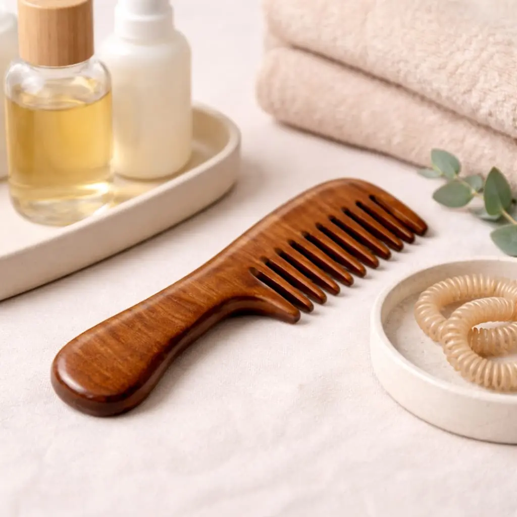 Wide Natural Wooden Comb - Image 3