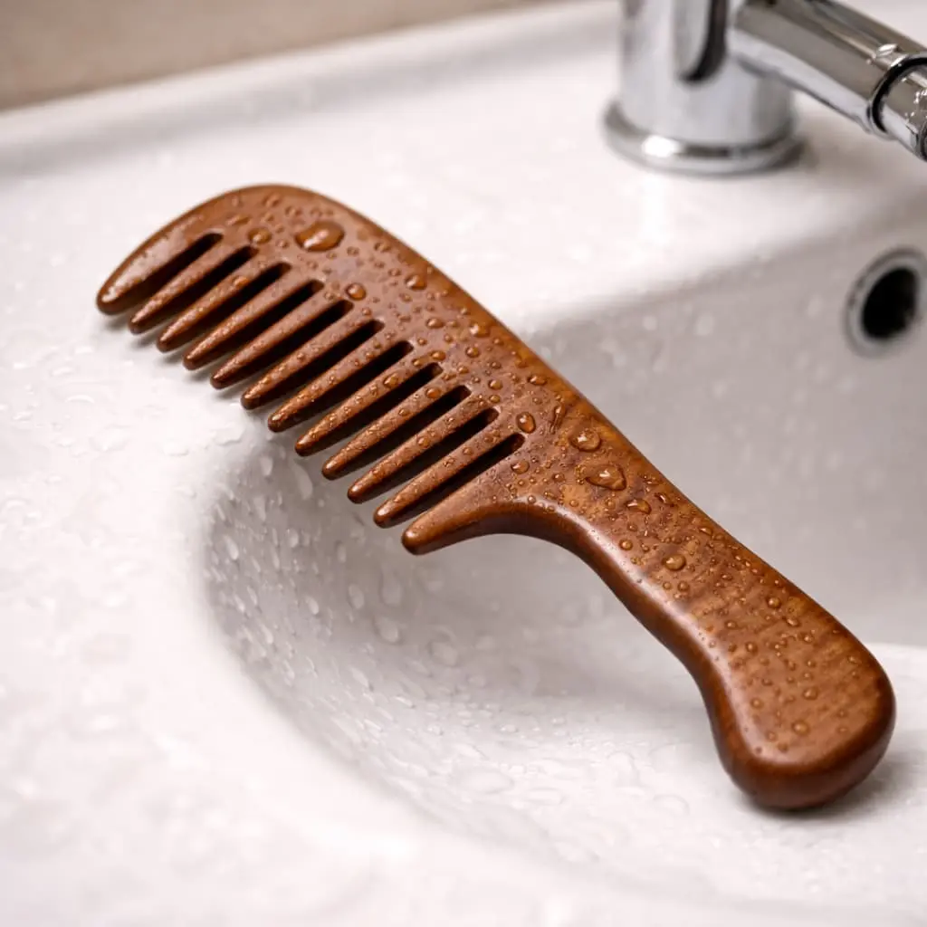 Wide Natural Wooden Comb - Image 4