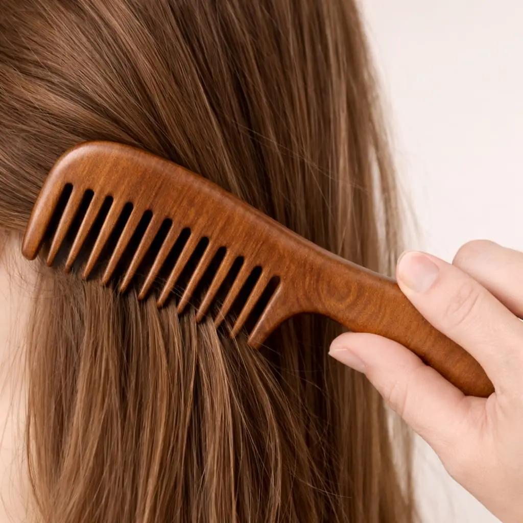 Wide Natural Wooden Comb - Image 5