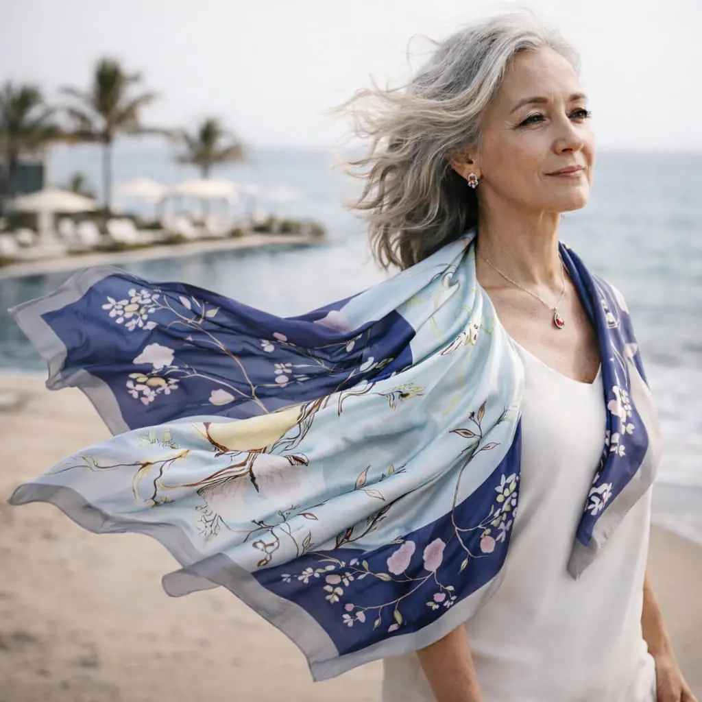 90×90 Large Square Silk Scarf - Image 6